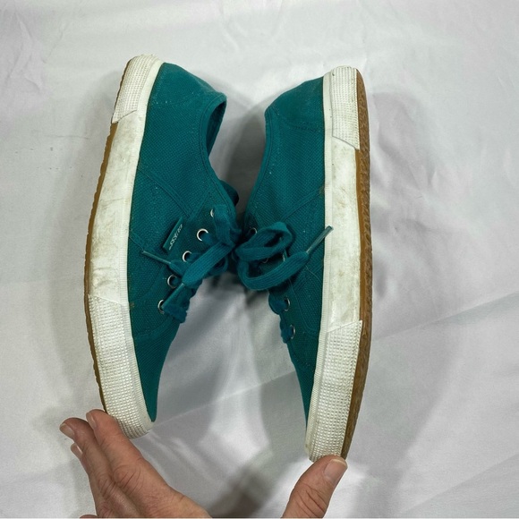Guess Women’s Teal Canvas Low Top Sneakers - Picture 7 of 8